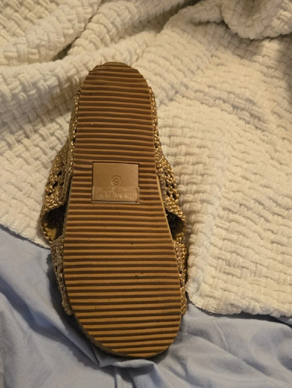 Comfort Cross‑Strap Woven Slide Sandal in Tan